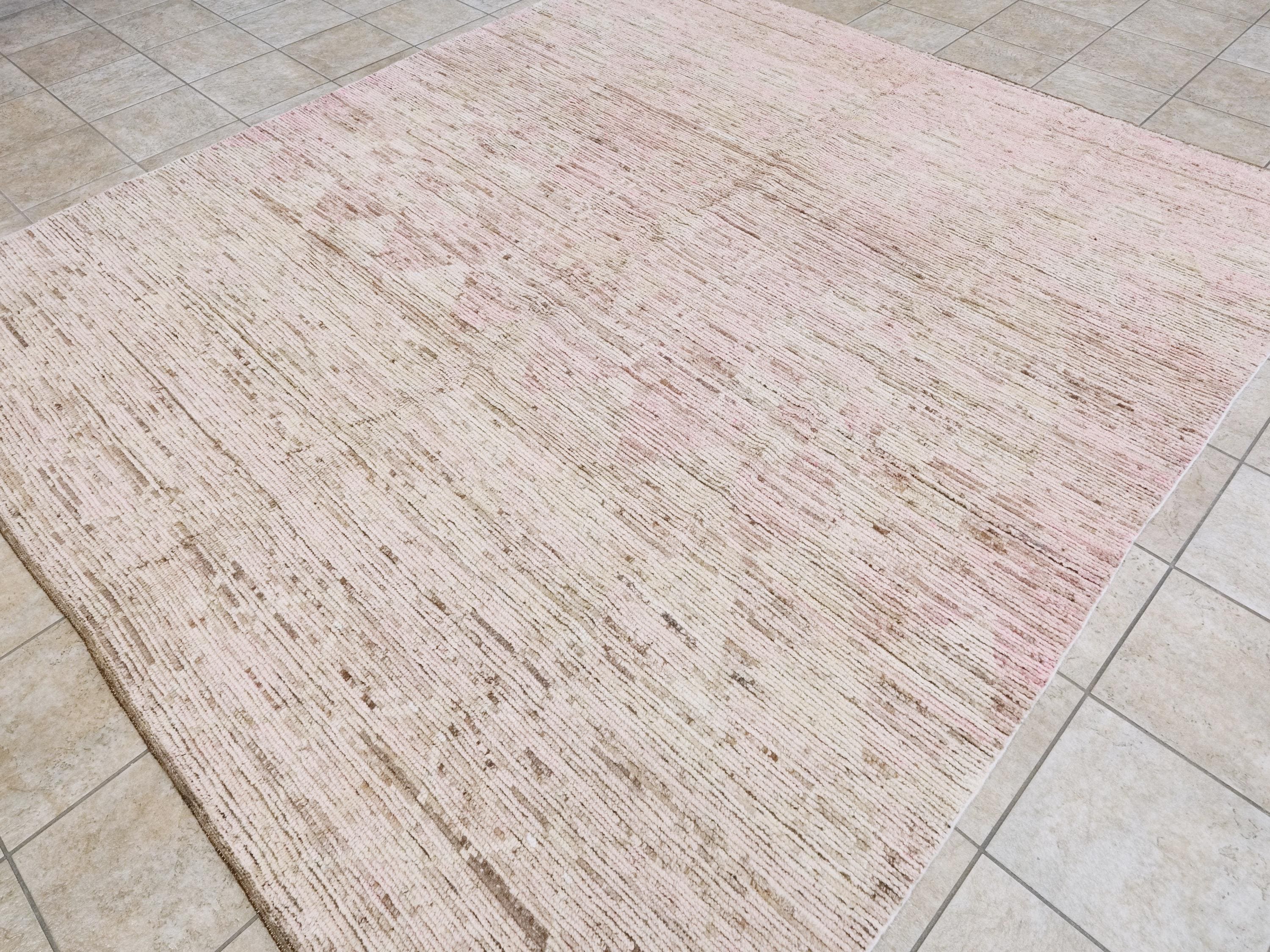 8x10 Ft Pink Moroccan Rug - Hand Knotted Wool Area Rug