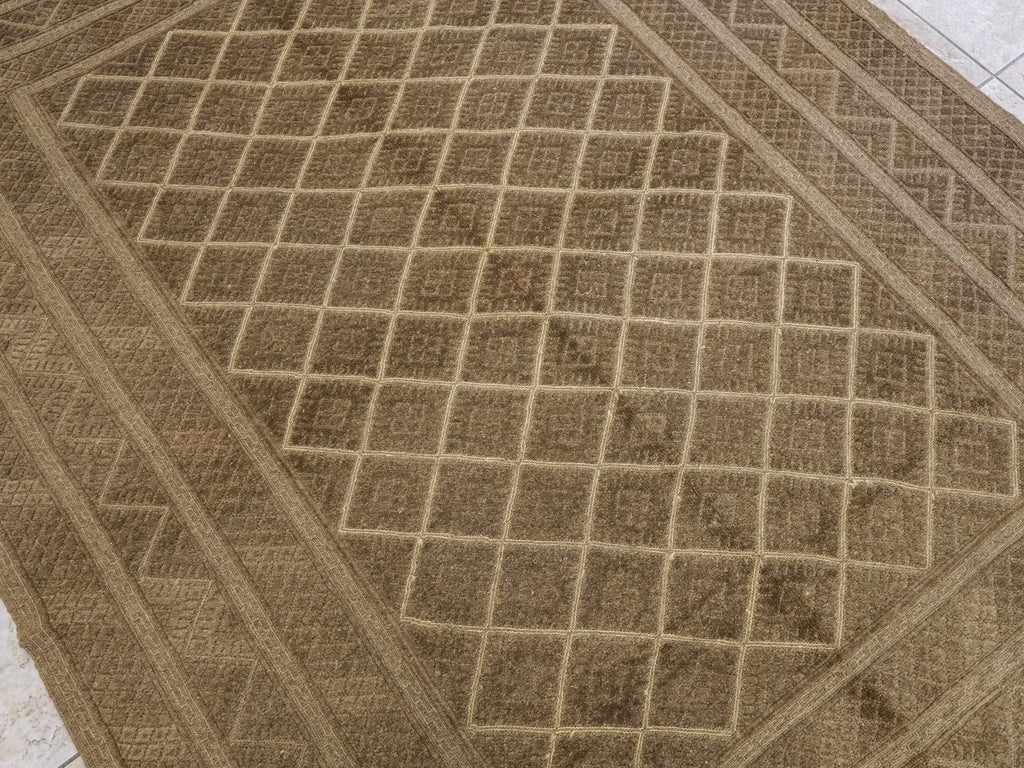 7x9 FT Vintage Brown Tribal Kilim Rug - Hand-Knotted Wool Area Rug