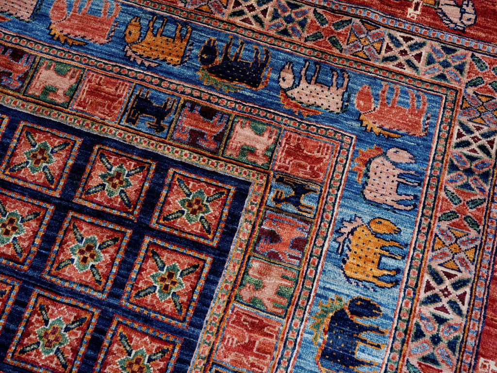 9x12 Ft Red & Blue Pazyryk Rug - Afghan Oriental Area Rug