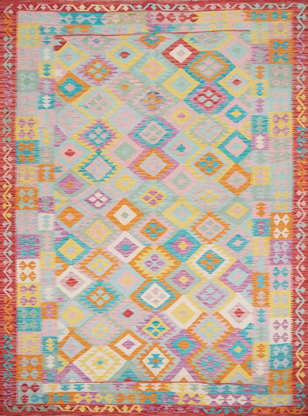 7x10 Ft Maimana Kilim Rug - Afghan Tribal Flat Weave