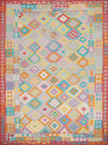 7x10 Ft Maimana Kilim Rug - Afghan Tribal Flat Weave