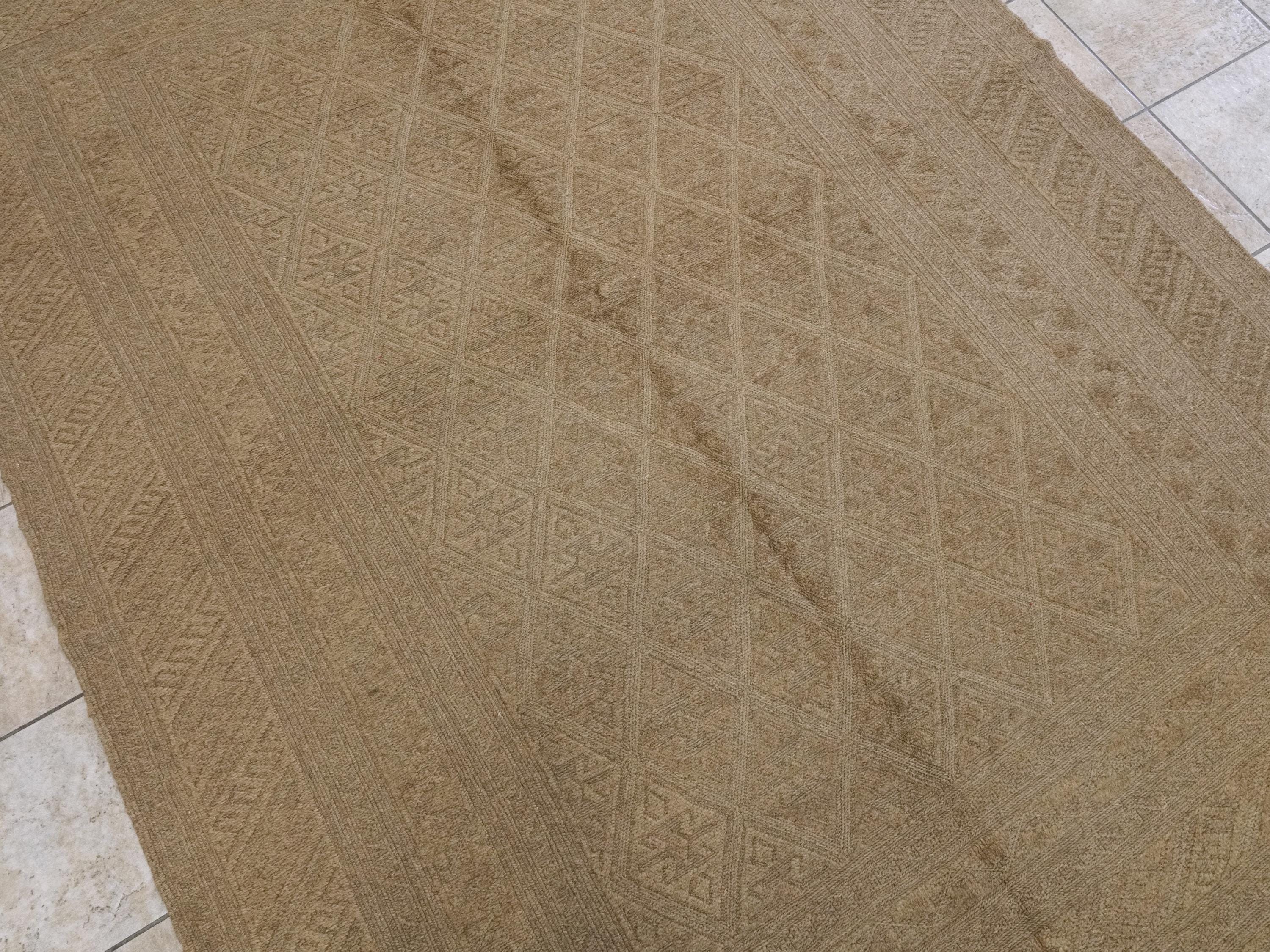 6x9 FT Hand Knotted Wool Kilim Rug - Brown Tribal Rug - Vintage Afghan Design