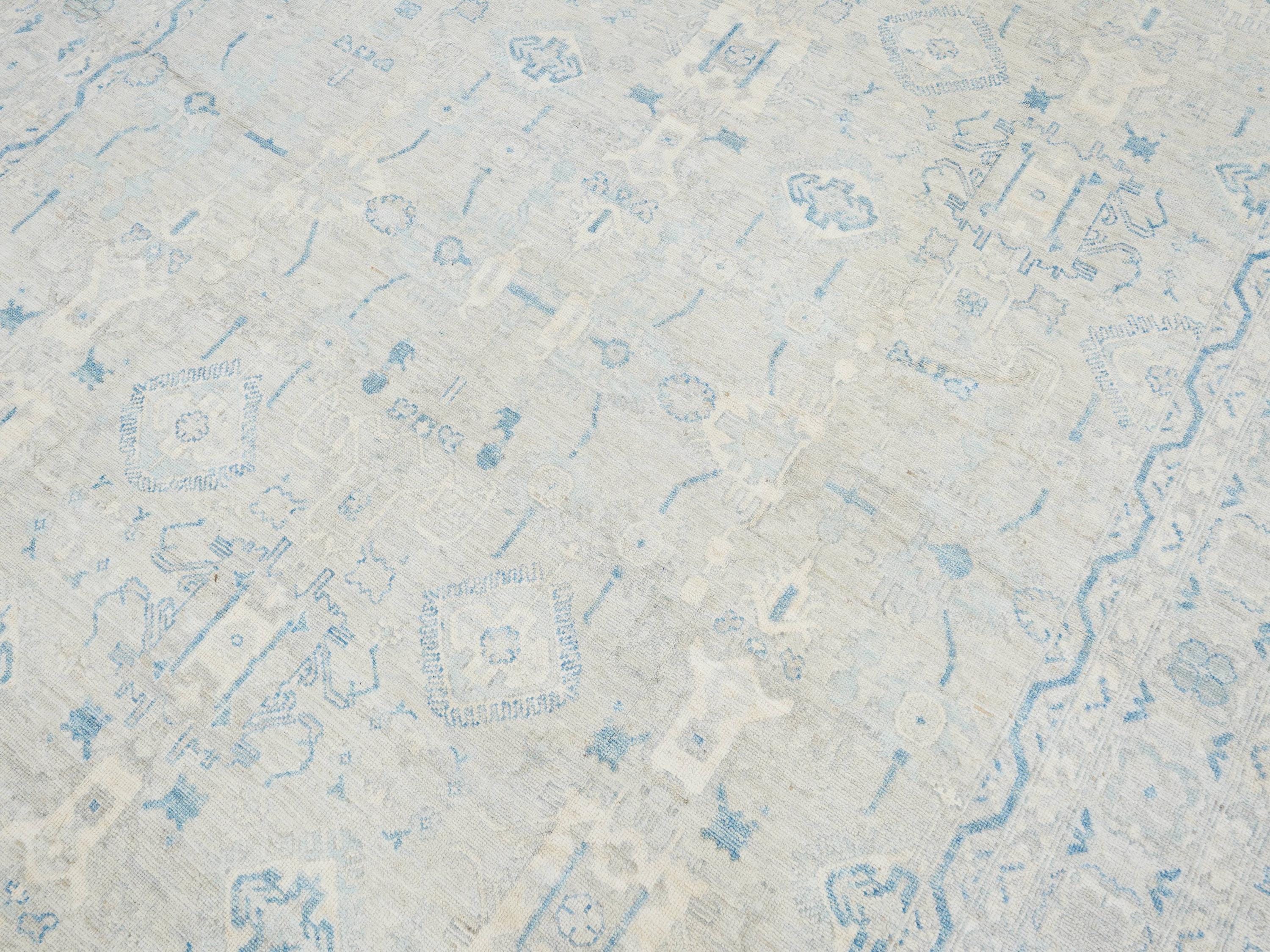 9x12 Ft Light Blue Oushak Rug - Handmade Area Rug