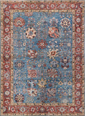 6x9 Ft Red & Blue  Serapi Rug - Afghan Oriental Rug - Persian Design