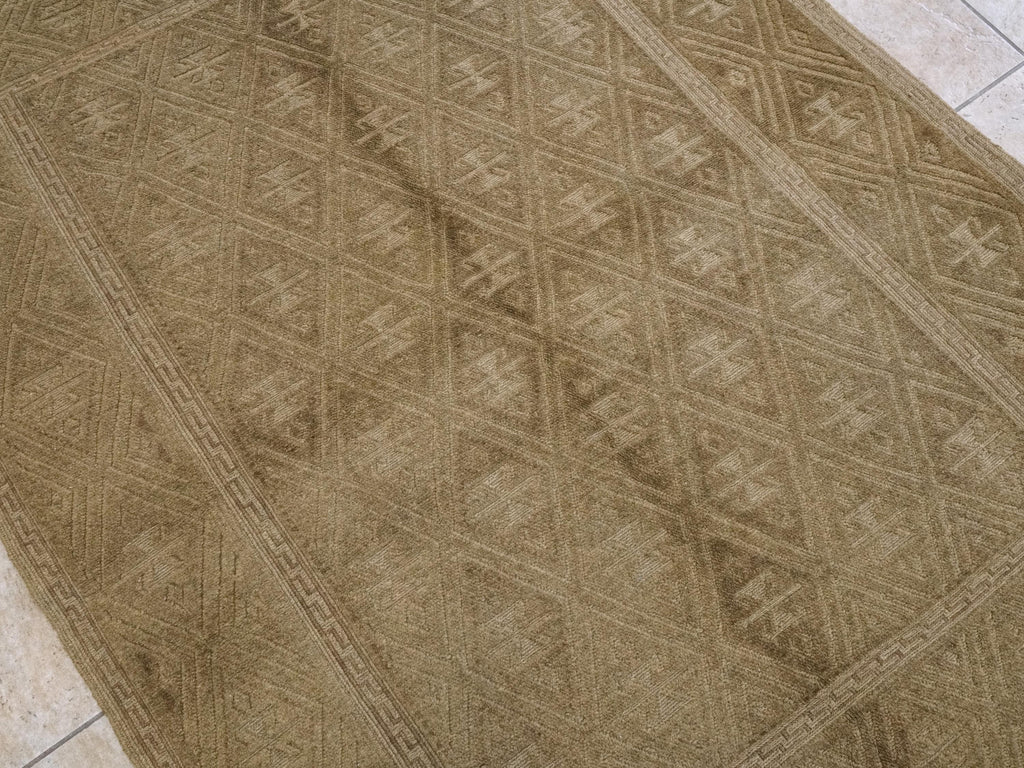 5x6 Ft Hand Knotted Wool Kilim Rug - Brown Tribal Rug - Vintage Afghan