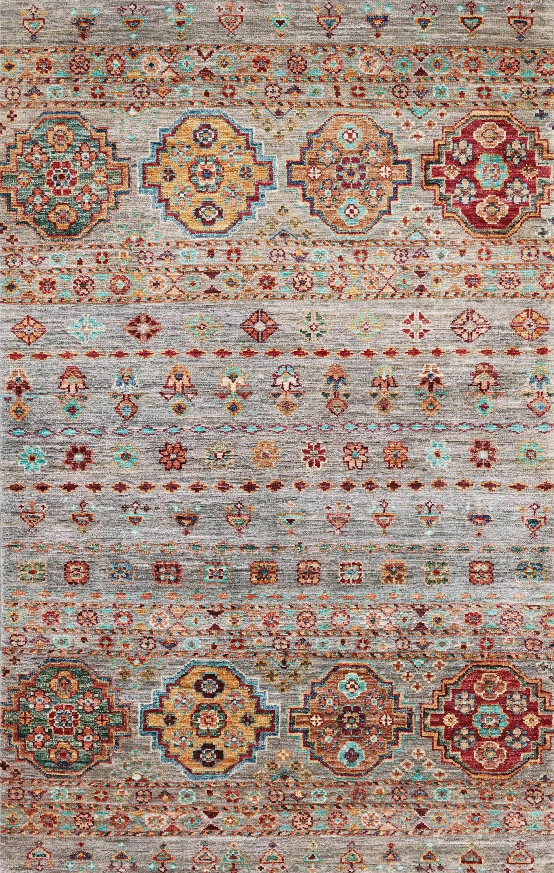 3x5 Ft Gray Khorjin Rug - Hand Knotted Wool Oriental Rug