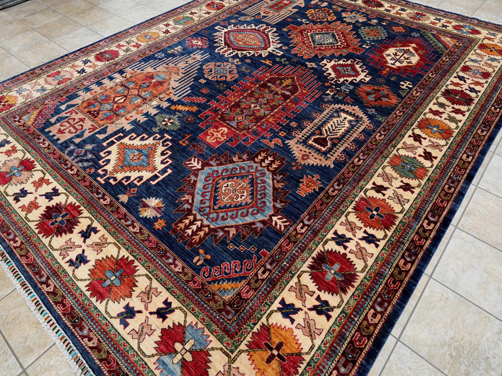 10x14 Ft Blue Beige Serapi Rug - Hand Knotted Wool Oriental Rug