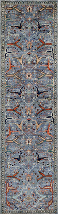 10 Ft Gray Serapi Runner Rug - Hand Knotted Hallway Rug - Persian Design