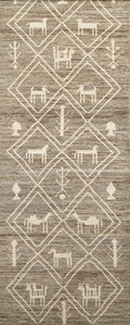 16 Ft Hand Knotted Moroccan Runner Rug - Afghan Wool Rug