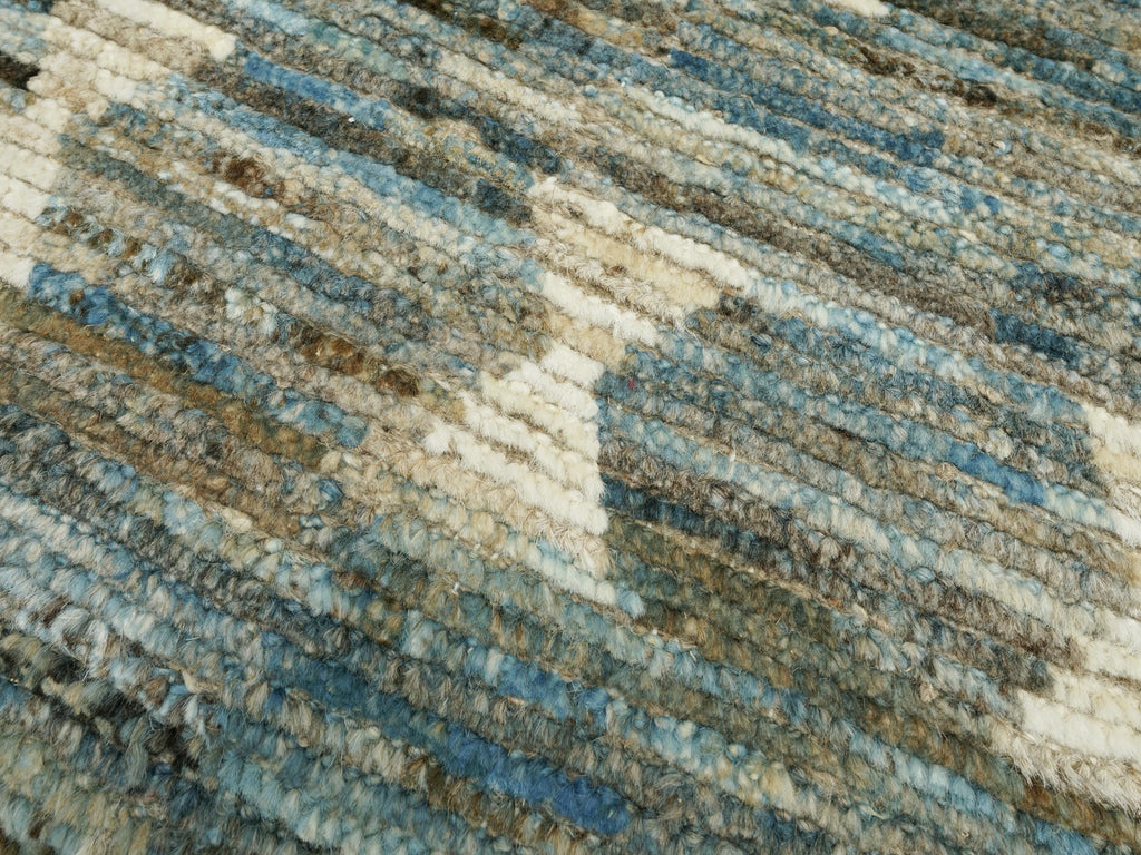 3x5 Ft Blue Moroccan Wool Rug - Hand Knotted Area Rug