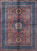 6x8 Ft Blue Mamluk Rug - Hand Knotted Oriental Rug - Geometric Design
