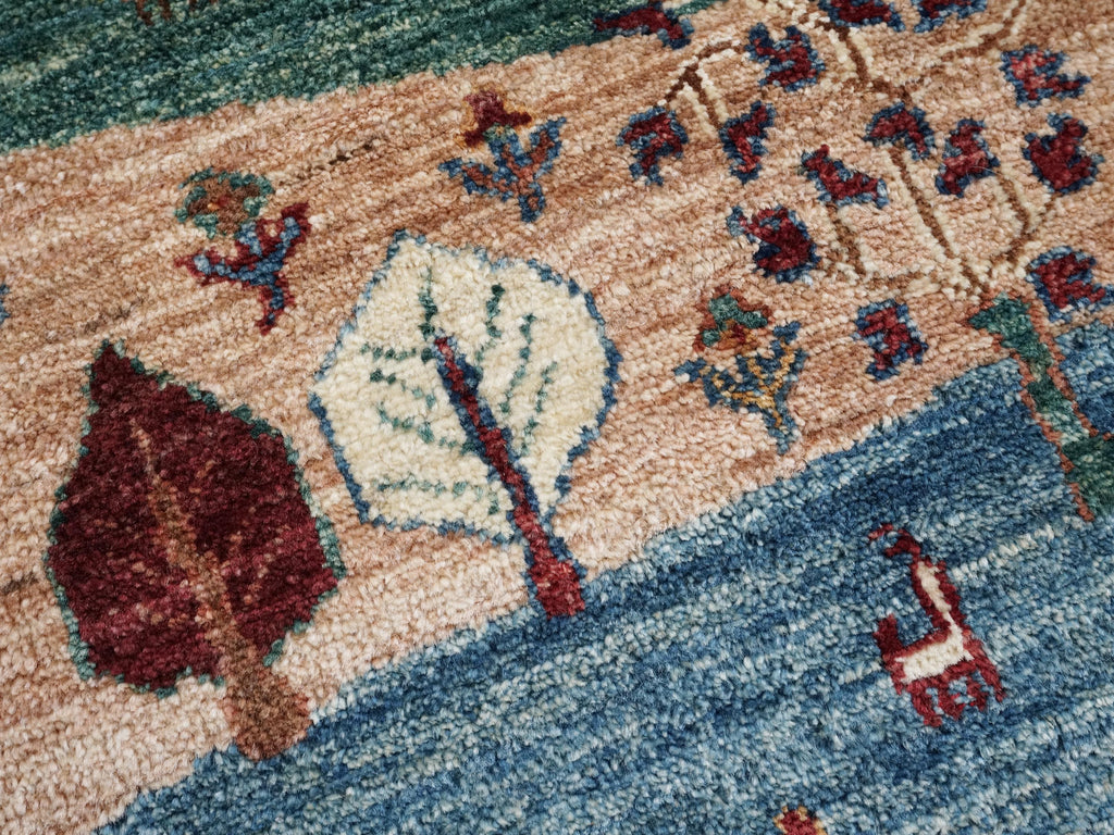 3x4 Ft Hand Knotted Wool Gabbeh Rug - Traditional Oriental Landscape