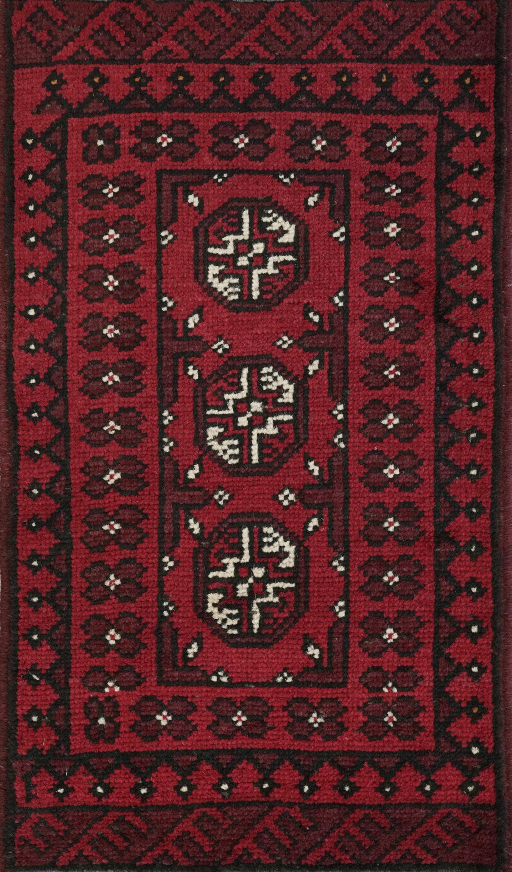 2x3 Ft Red Ersari Rug - Hand Knotted Afghan Wool Rug