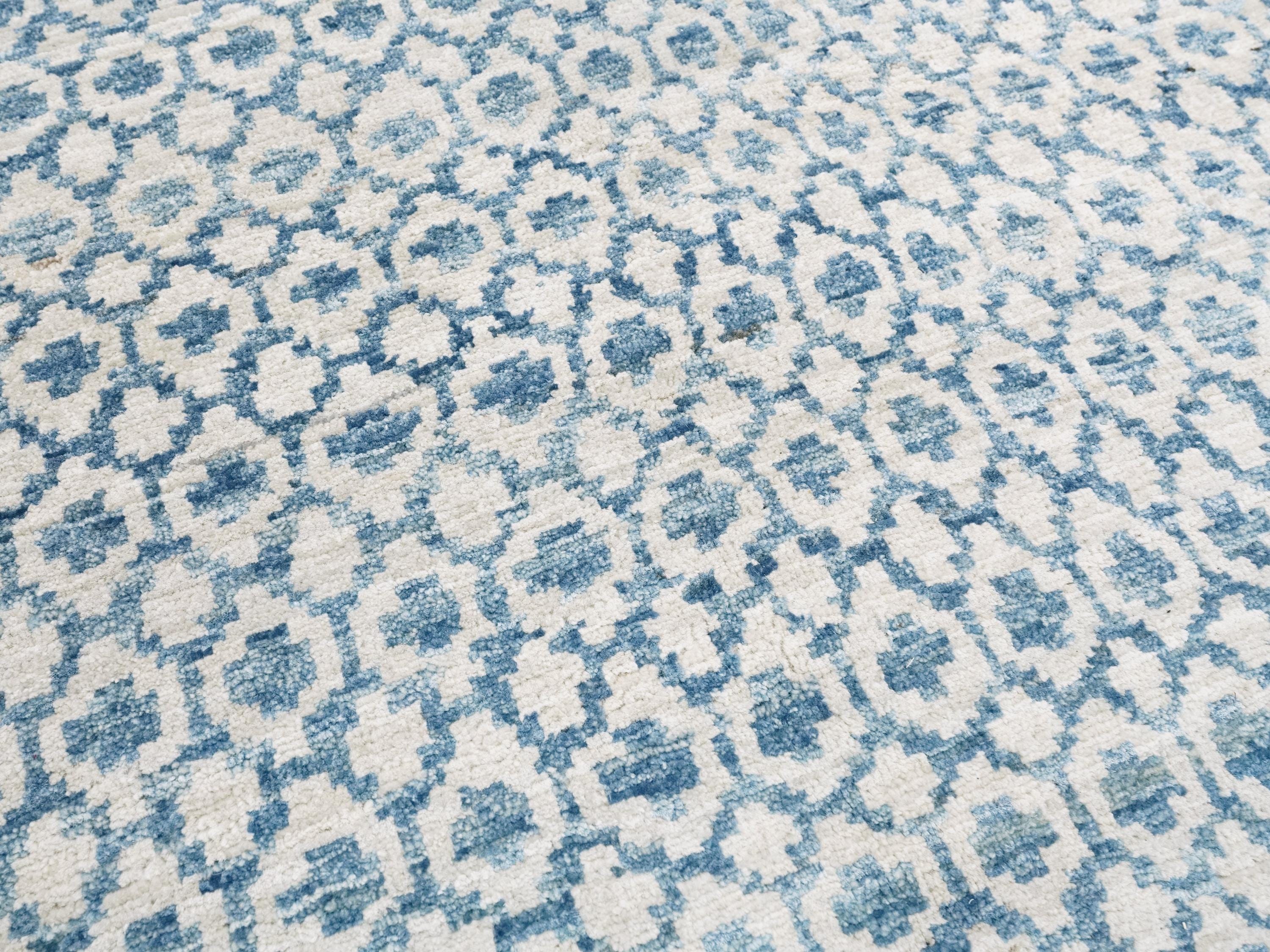 8x10 Ft Blue Gabbeh Rug - Hand Knotted Ghazni Wool Rug