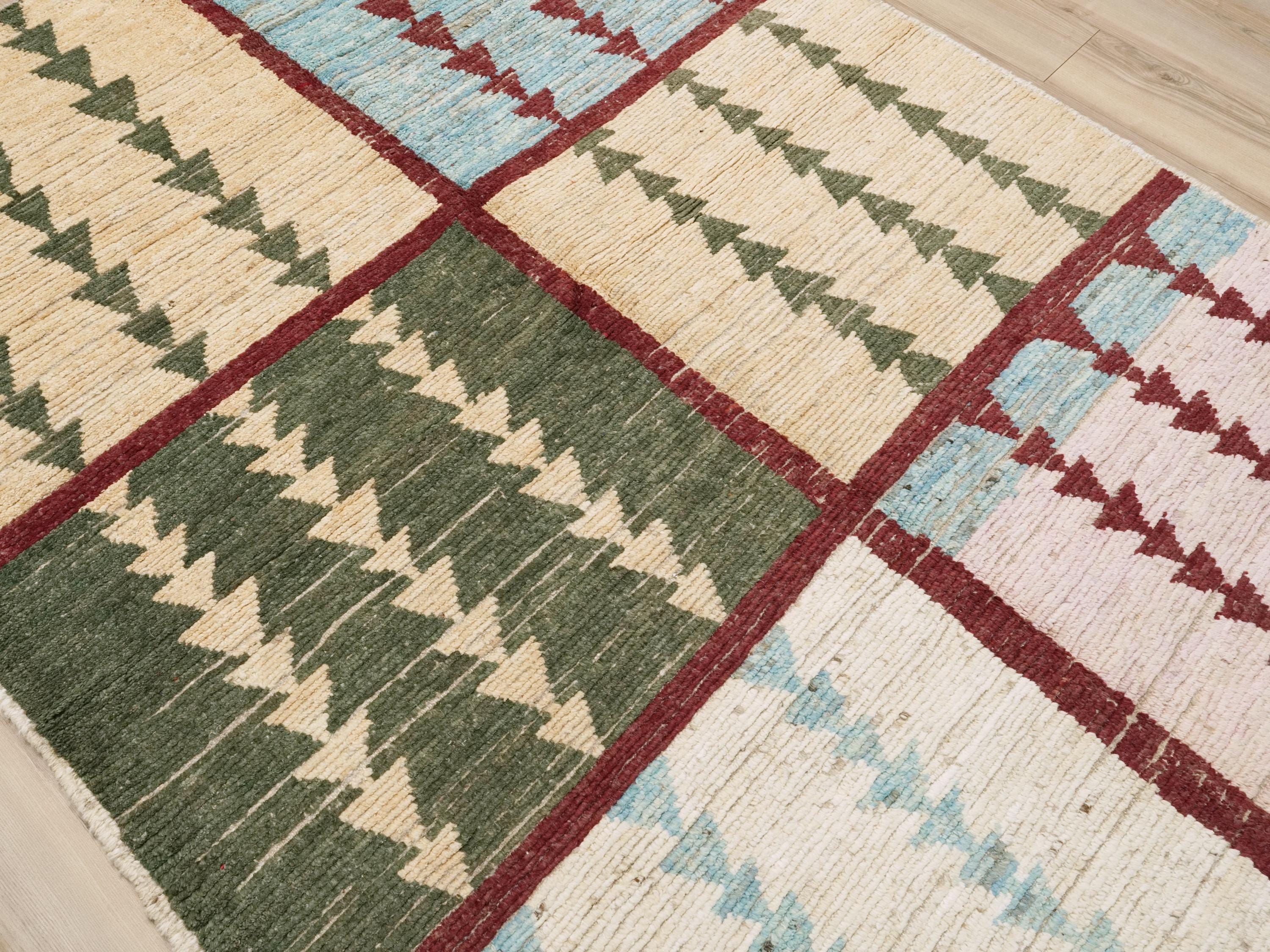 6x8 Ft Multicolor Moroccan Rug - Handmade Afghan Wool Rug - Geometric Design