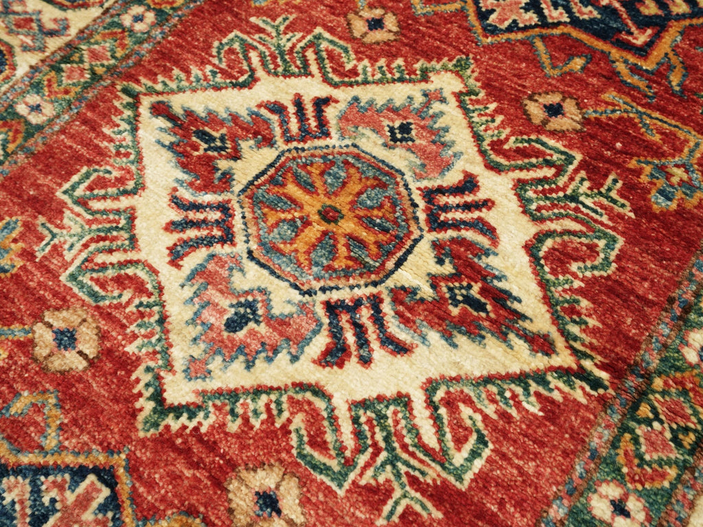 3x4 Ft Handmade Red Kazak Rug - Afghan Wool Oriental Rug