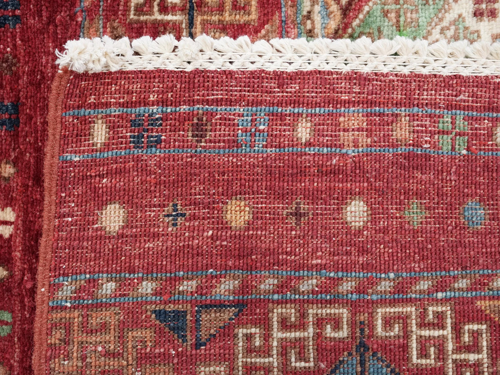 5x7 Ft Red Khorjin Rug - Hand Knotted Wool Tribal Rug