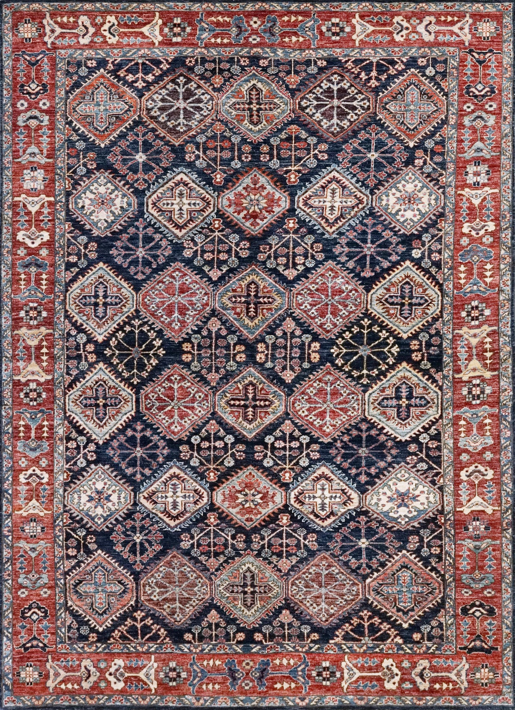 6x9 Ft Blue & Red Heriz Rug - Oriental Area Rug - Persian Design