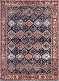 6x9 Ft Blue & Red Heriz Rug - Oriental Area Rug - Persian Design