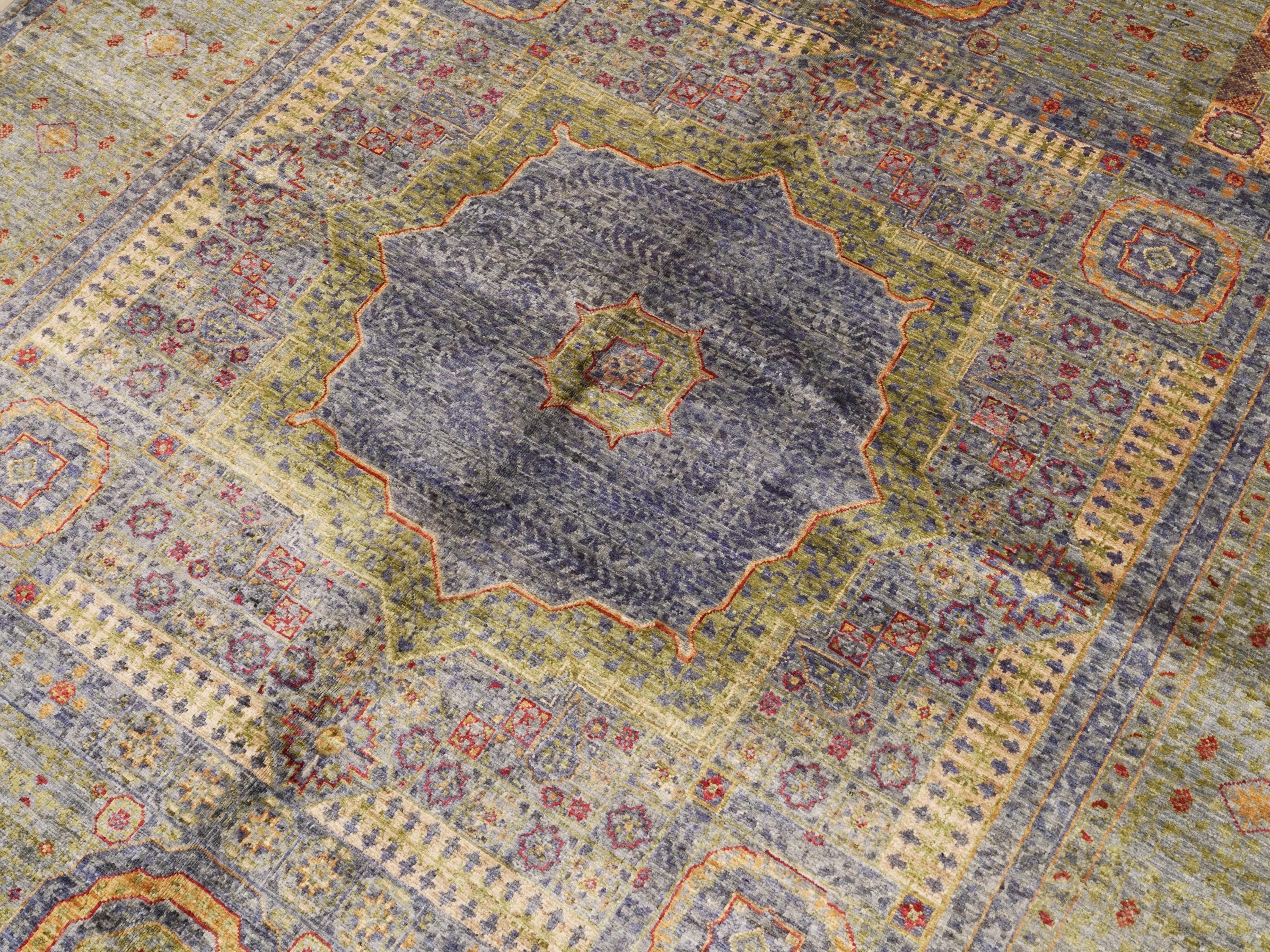 6x8 Ft Light Green Mamluk Rug - Hand Knotted Oriental Rug