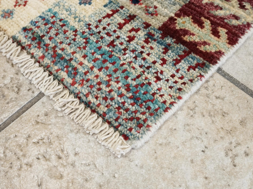 2x3 Ft Handmade Afghan Gabbeh Rug - Colorful Wool Accent Rug