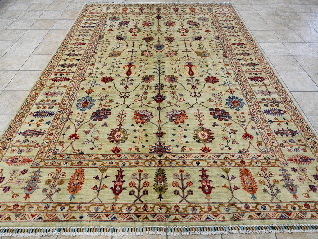 9x12 Ft Green Serapi Rug - Afghan Oriental Area Rug - Persian Design