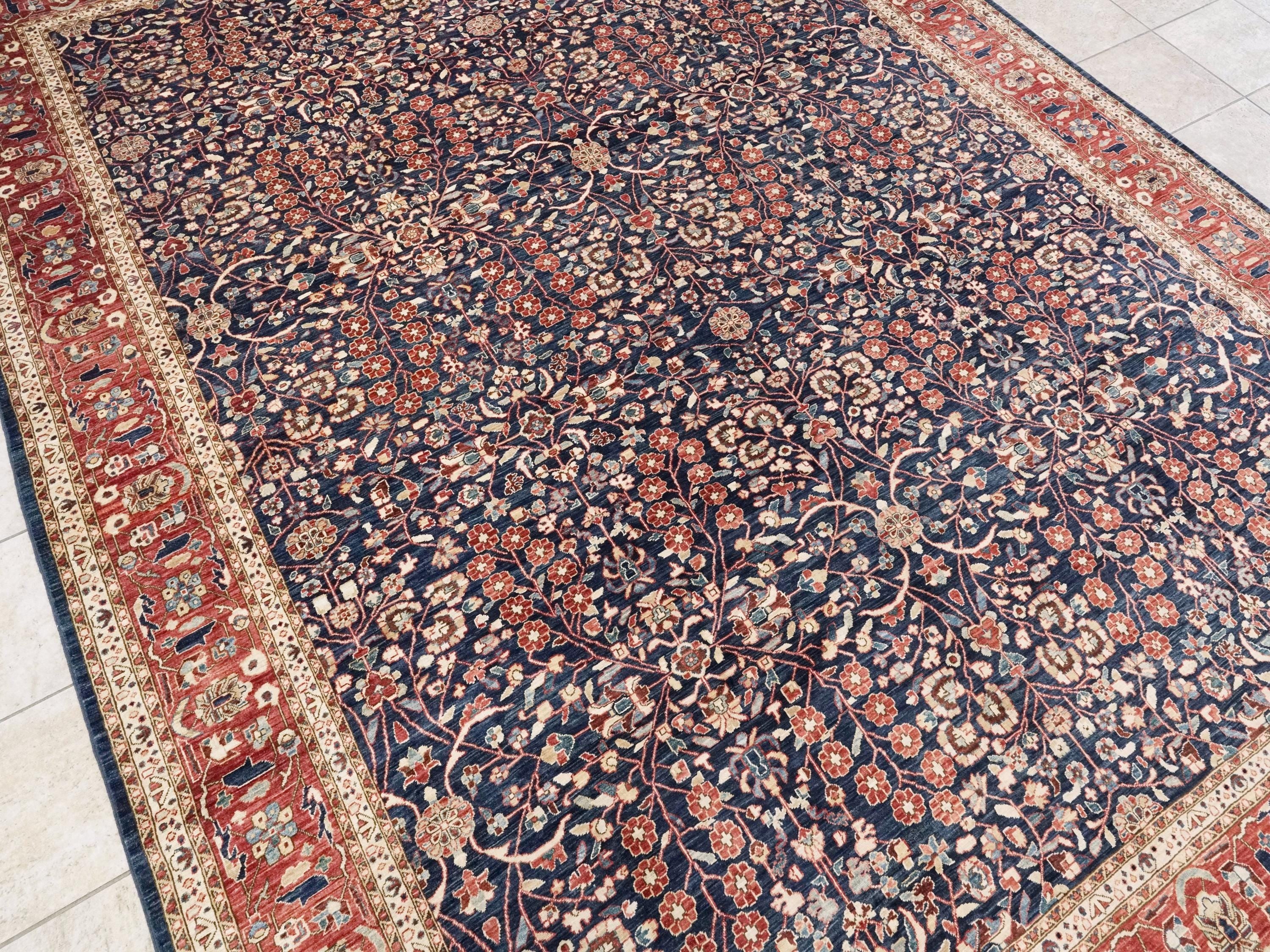 9x12 Ft Blue Serapi Rug – Hand Knotted Wool Oriental Rug