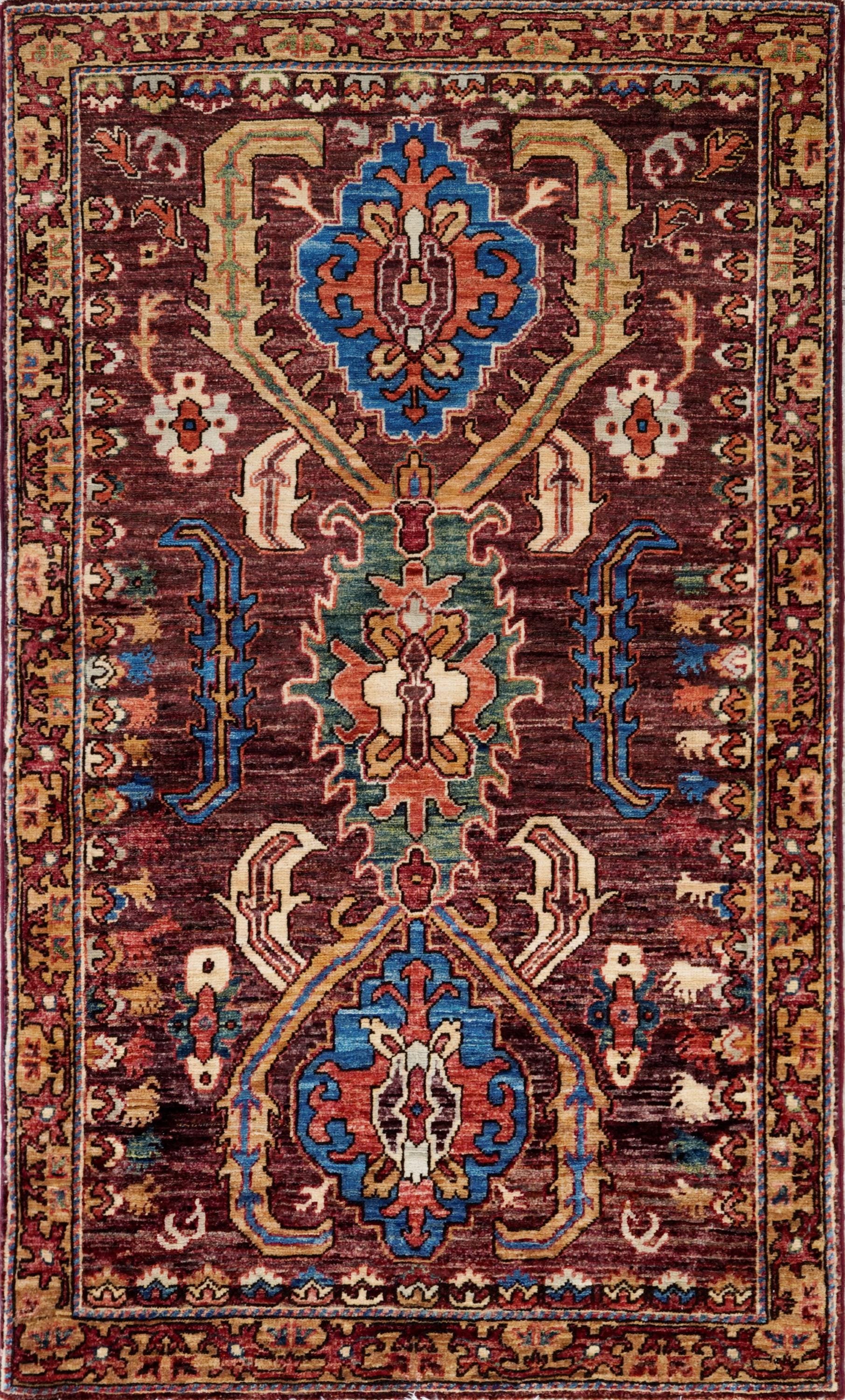 3x5 Ft Brown Bidjar Rug - Handmade Afghan Wool Rug