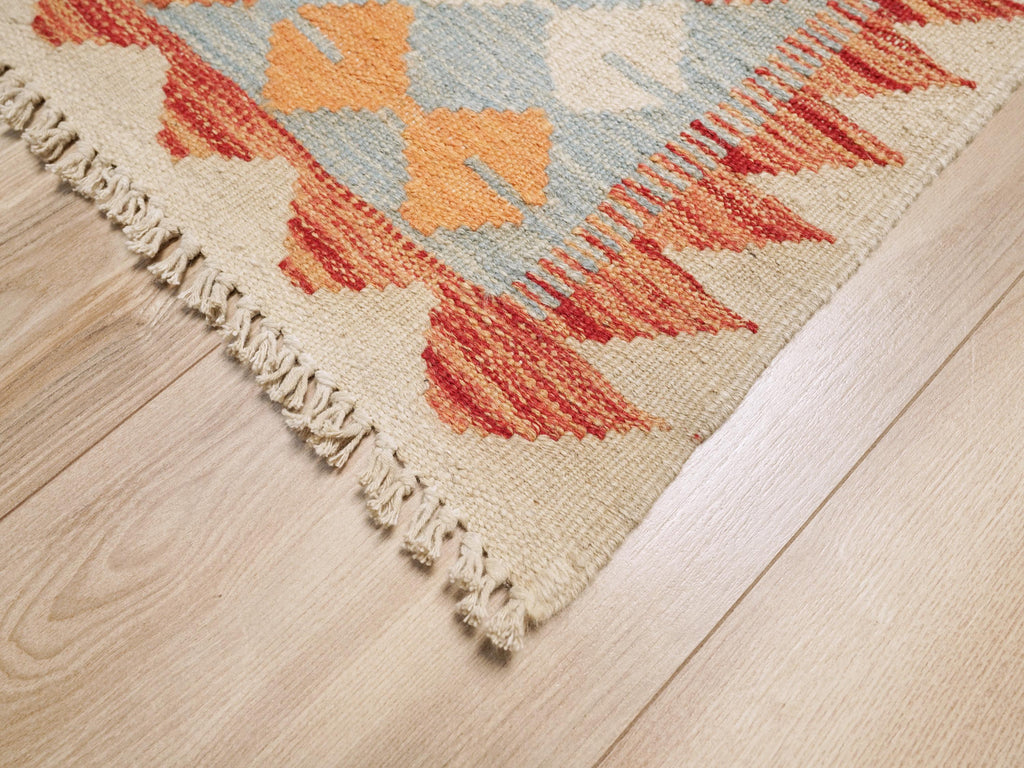 5x6 Ft Orange Kilim Rug - Afghan Flat Weave