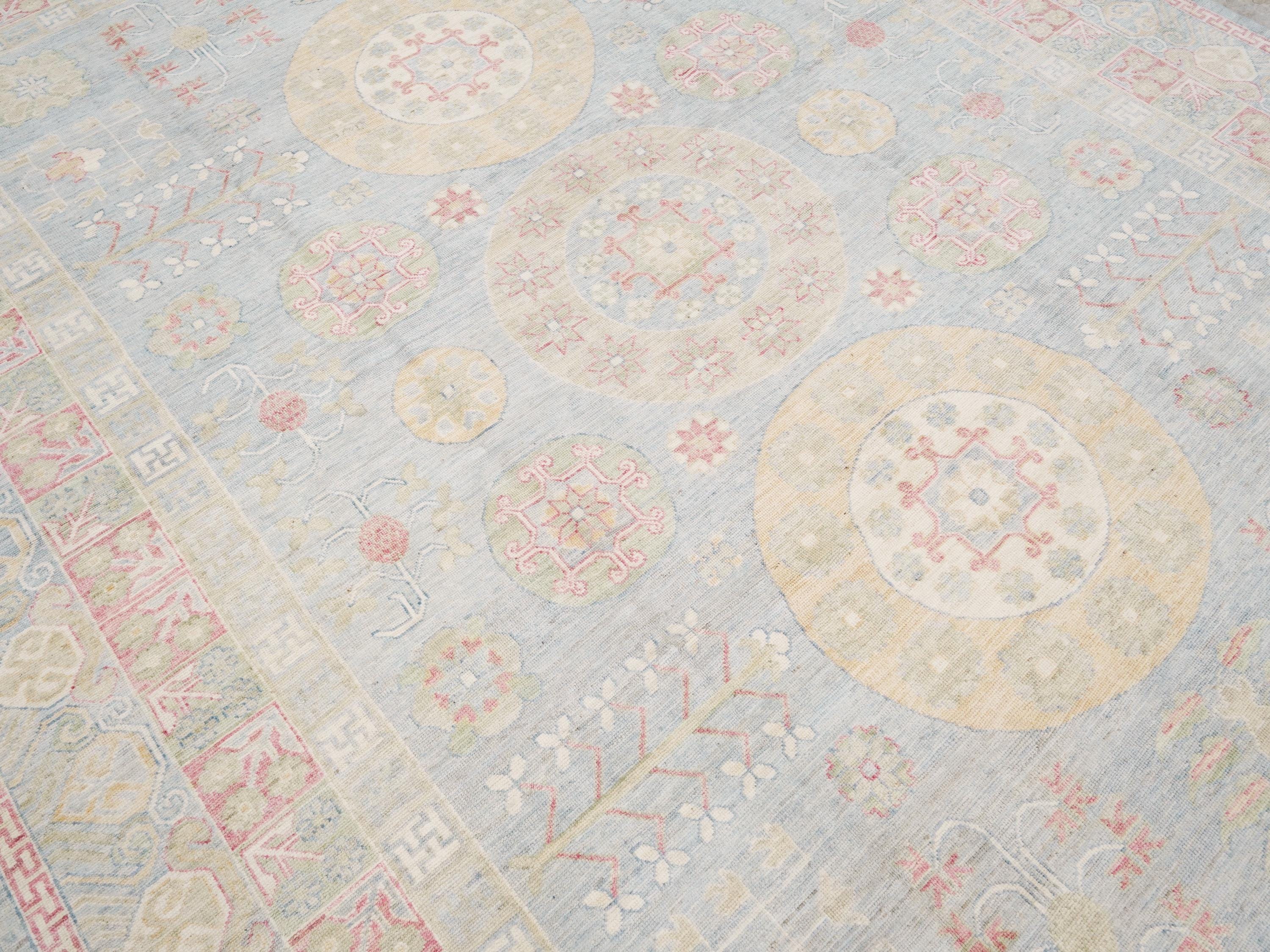 10x14 Ft Colorful Muted Ushak Rug - Hand Knotted Afghan Rug - Ottoman Design