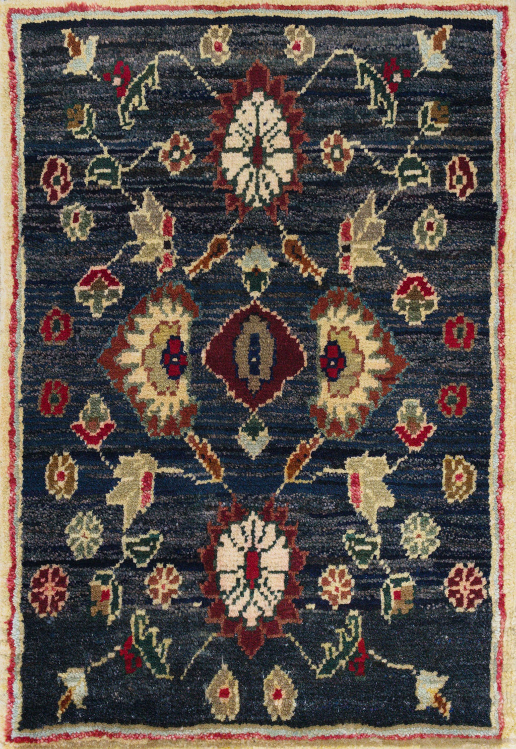 1x2 Ft Black Serapi Rug - Floral Accent Rug