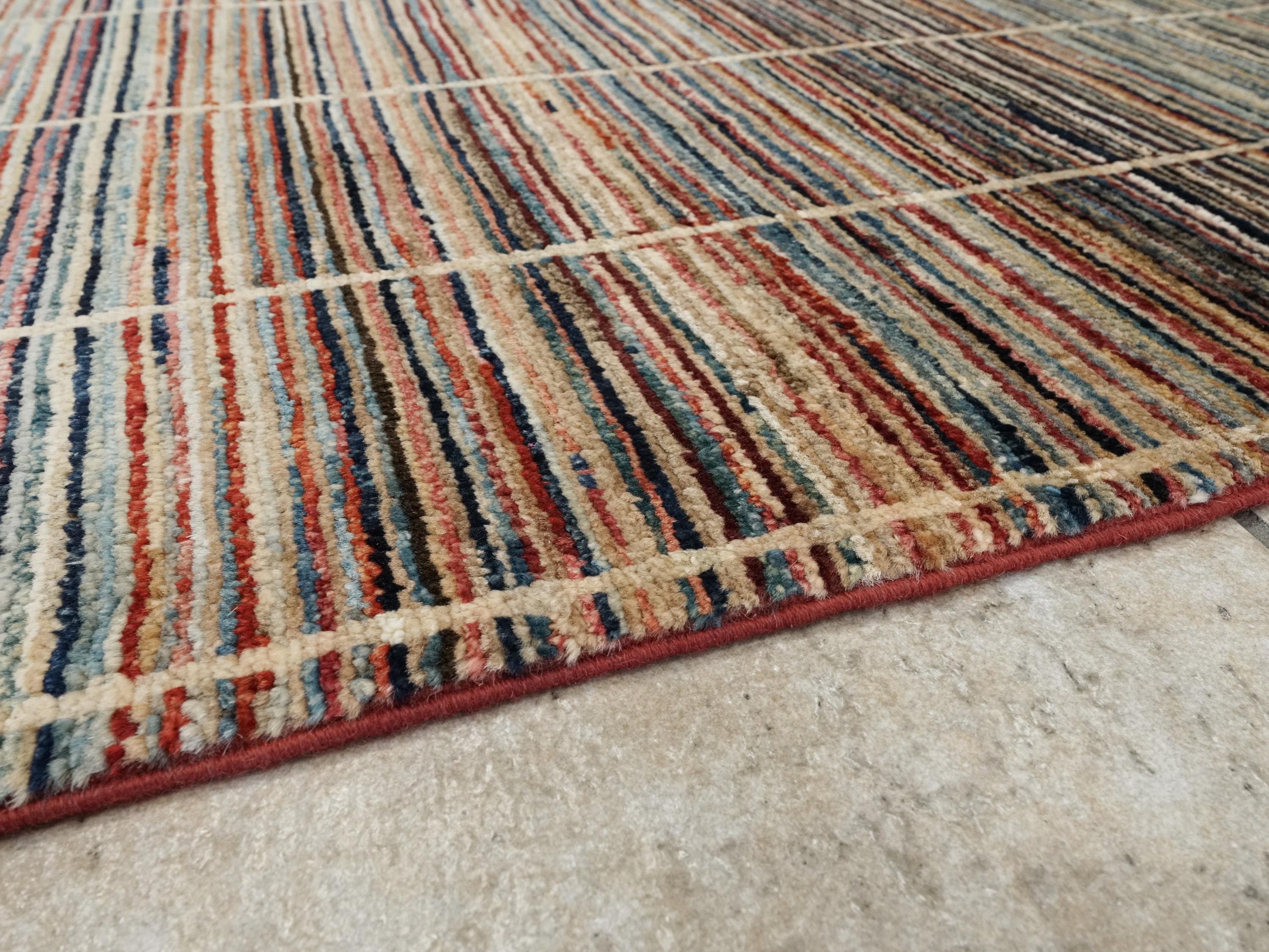 8x10 Ft Stripped Gabbeh Rug - Hand Knotted Wool Area Rug