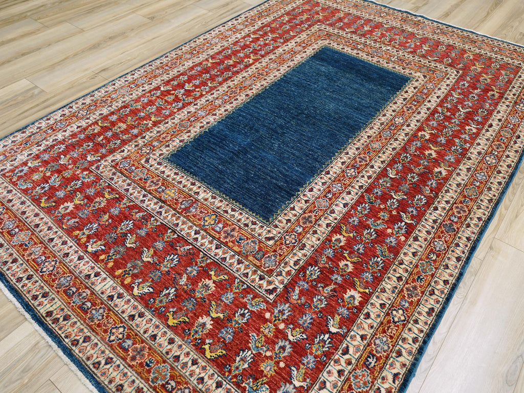 6x9 Ft Red & Blue Bidjar Rug - Hand Knotted Oriental Wool Rug