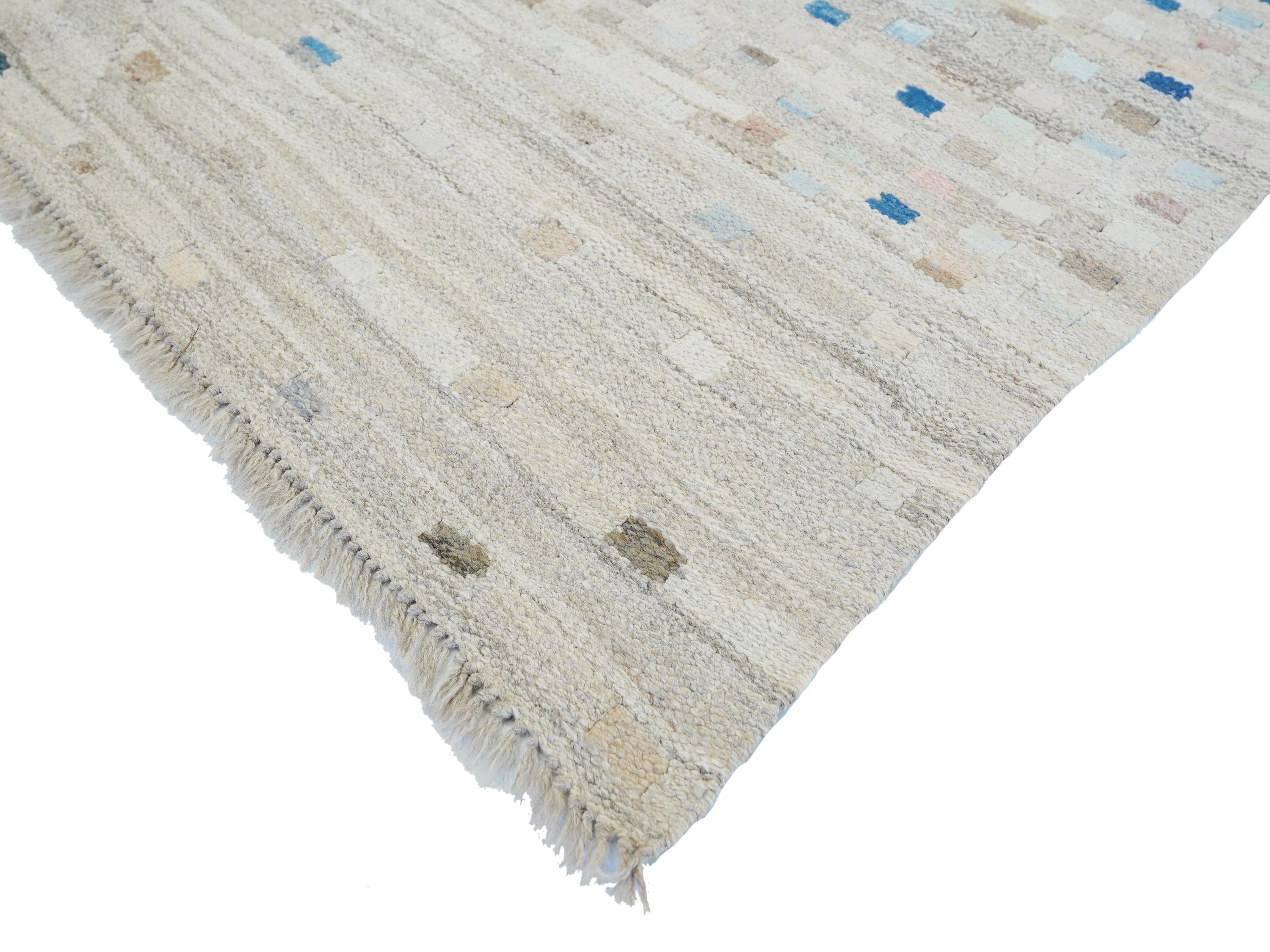 8x10 Ft Beige Kilim Rug - Flat Weave Area Rug - Modern Design
