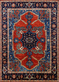 9x12 Ft Red Blue Heriz Rug - Traditional Living Room Rug