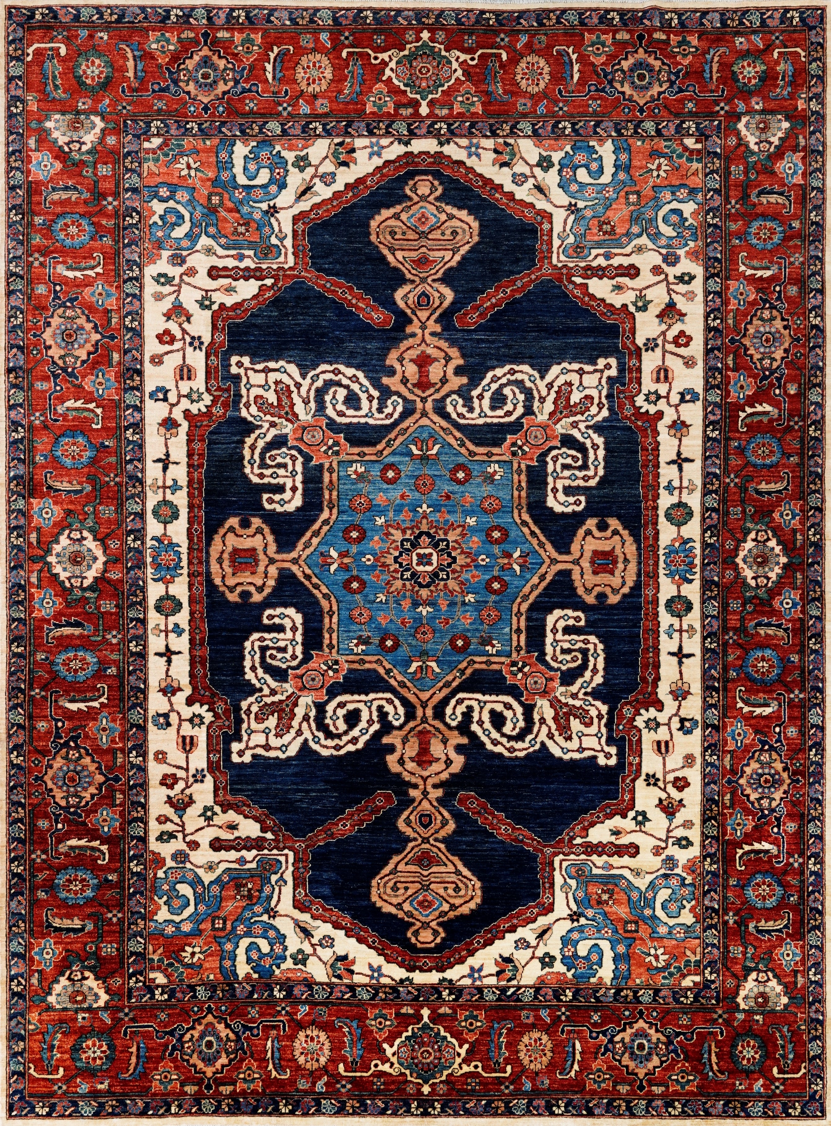 9x12 Ft Red Heriz Rug - Traditional Living Room Rug