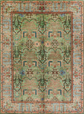 9x12 Green Serapi Rug – Traditional Living Room Rug - Floral Design
