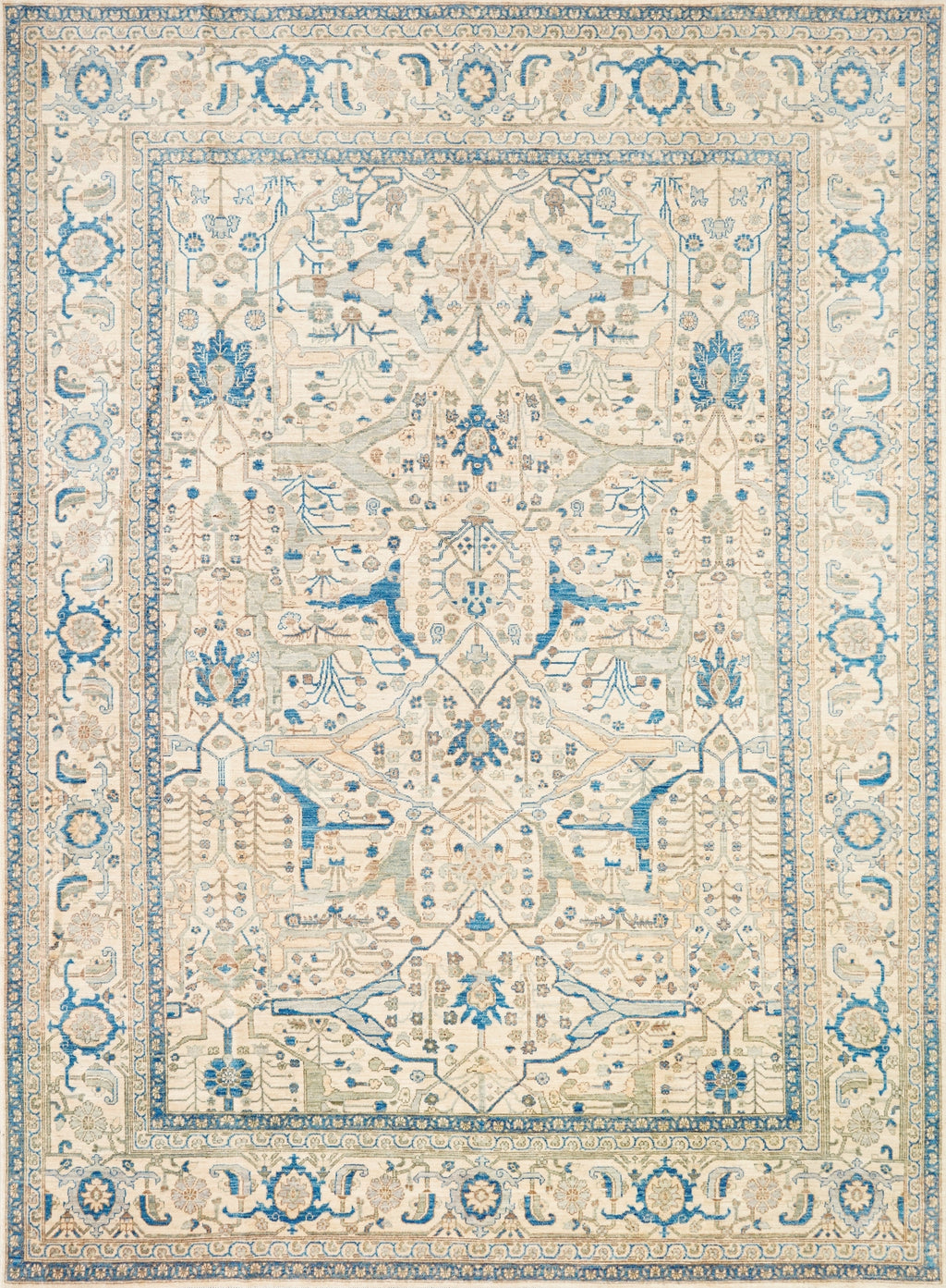 9x12 Ft Blue Ivory Bidjar Rug – Large Neutral Persian Style Area Rug