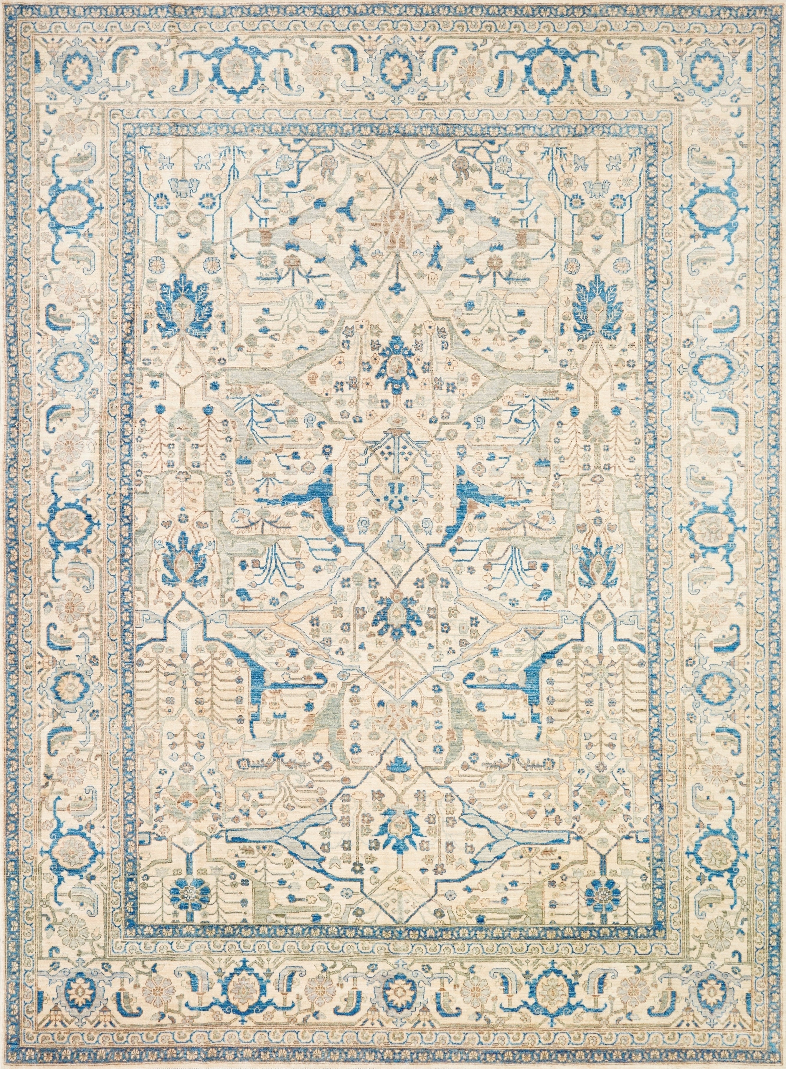 9x12 Ft Blue Ivory Bidjar Rug – Large Neutral Persian Style Area Rug