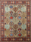 9x12 Ft Green Heriz Rug - Traditional Living Room Rug