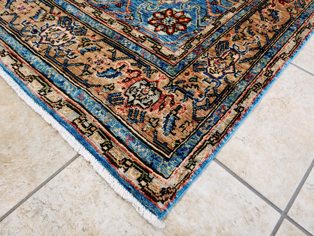8x11 Ft Blue Wool Rug - Large Persian Heriz Style Area Rug