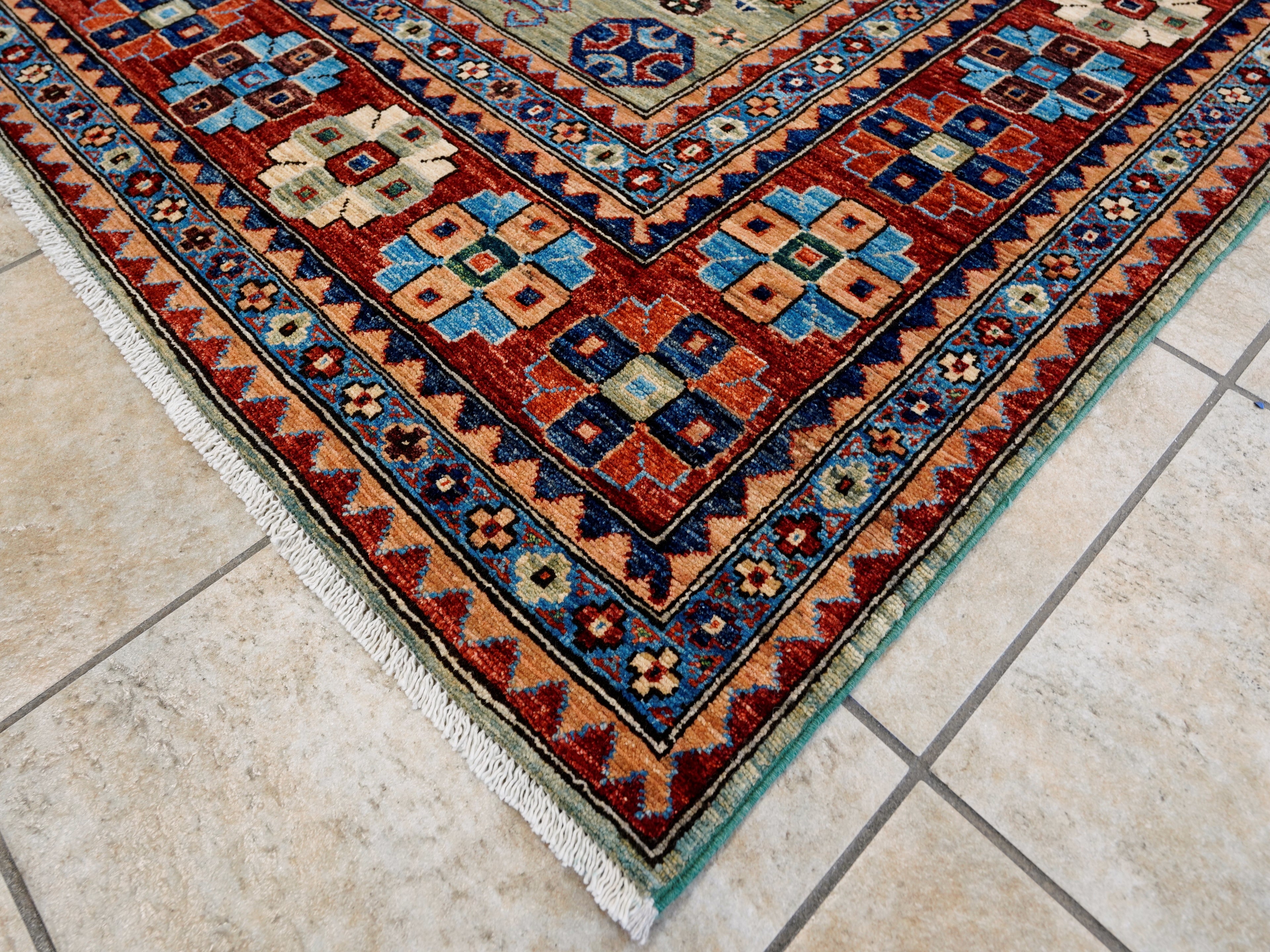 9x12 Ft Green Heriz Rug - Traditional Living Room Rug