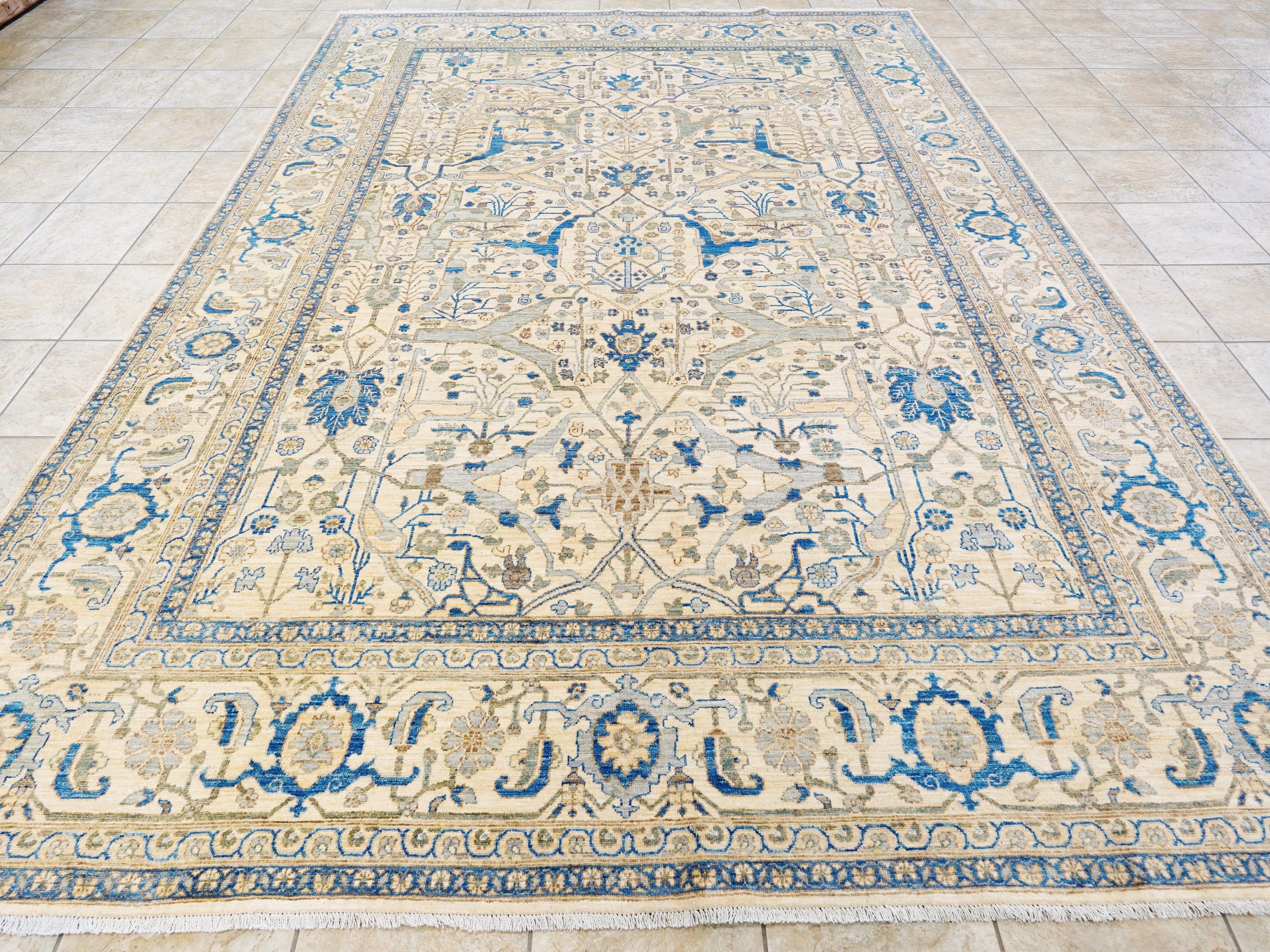 9x12 Ft Blue Ivory Bidjar Rug – Large Neutral Persian Style Area Rug