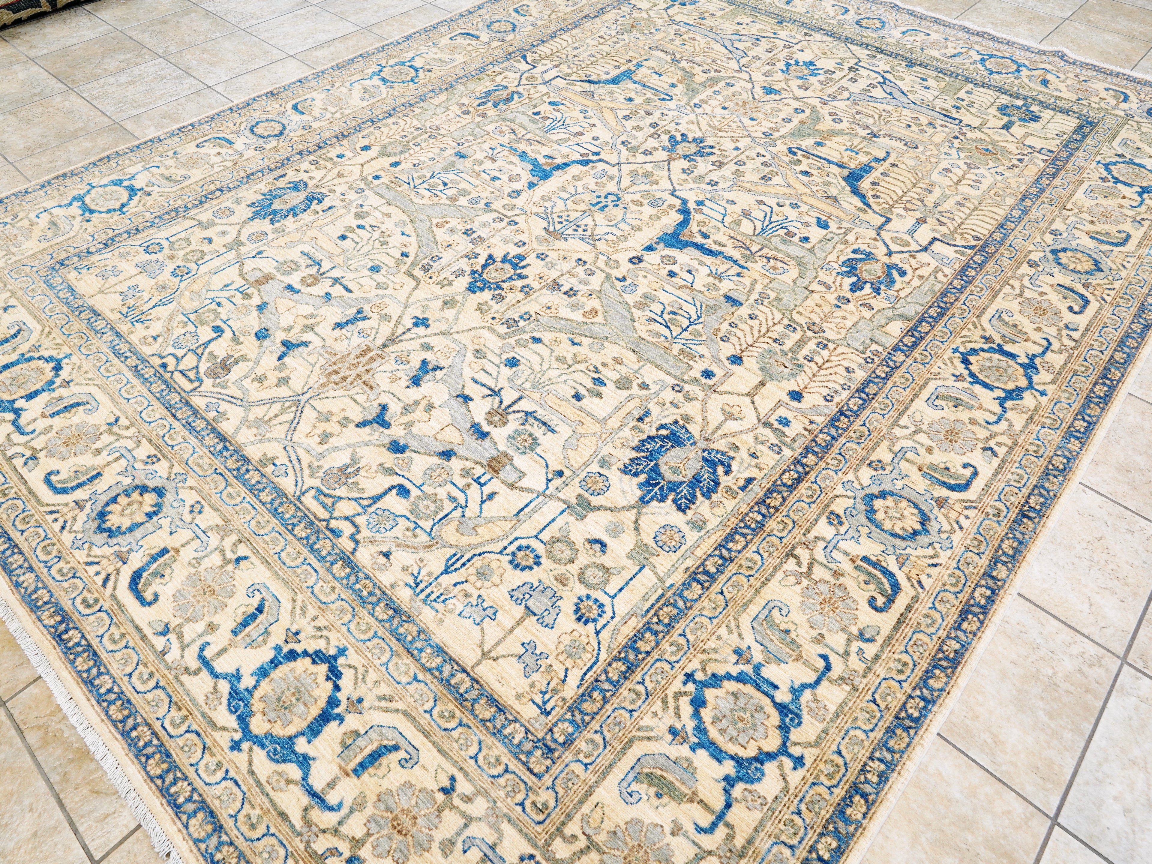9x12 Ft Blue Ivory Bidjar Rug – Large Neutral Persian Style Area Rug