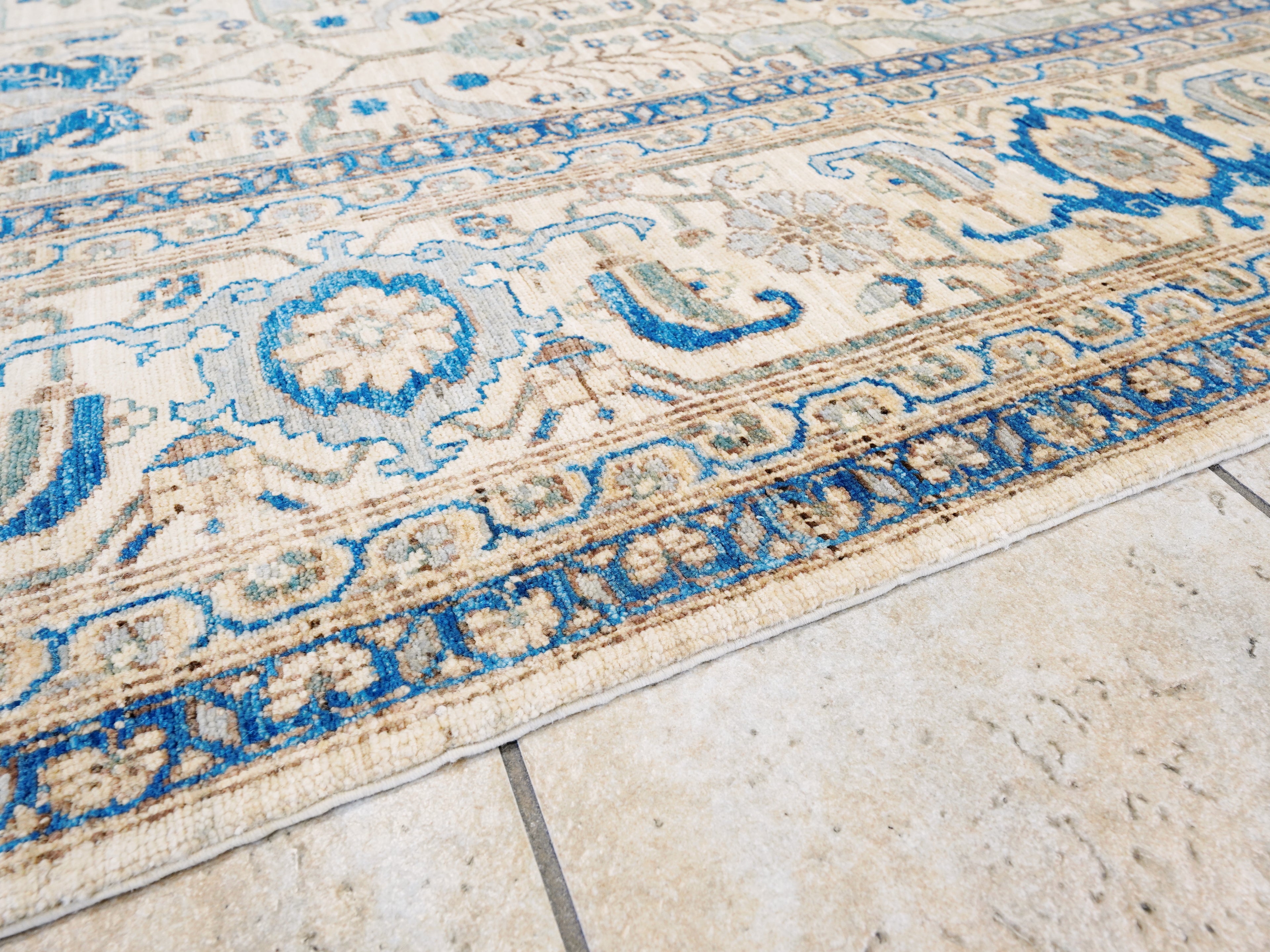 9x12 Ft Blue Ivory Bidjar Rug – Large Neutral Persian Style Area Rug