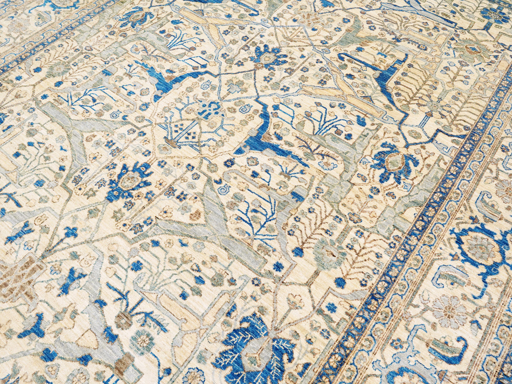 9x12 Ft Blue Ivory Bidjar Rug – Large Neutral Persian Style Area Rug