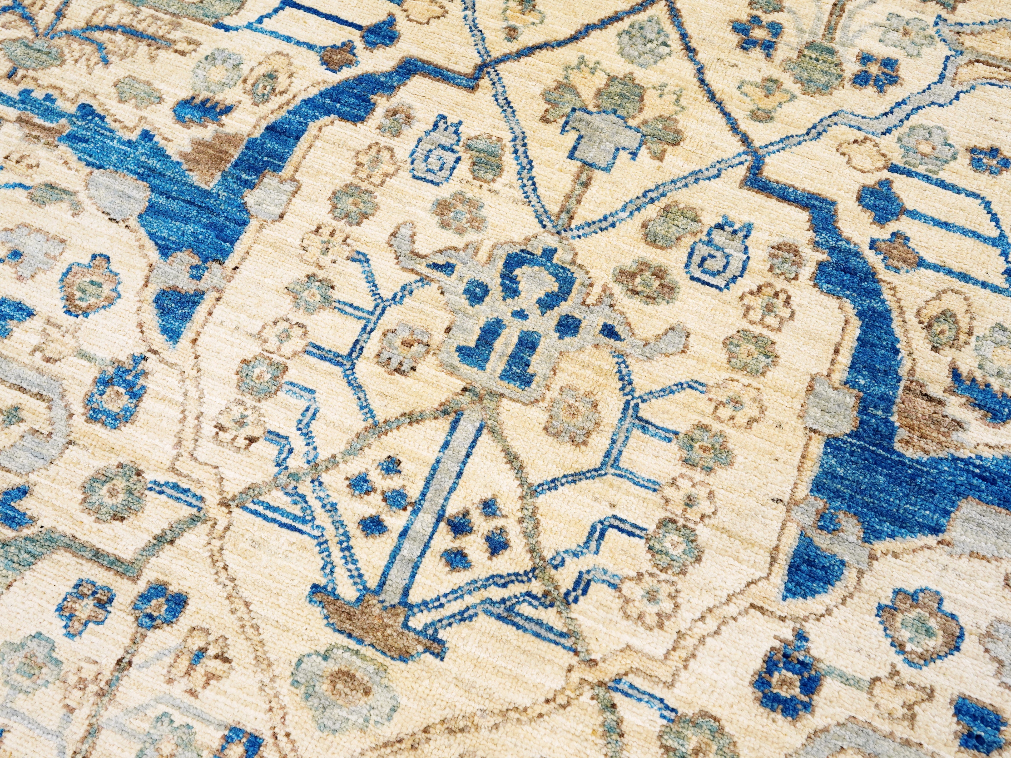 9x12 Ft Blue Ivory Bidjar Rug – Large Neutral Persian Style Area Rug