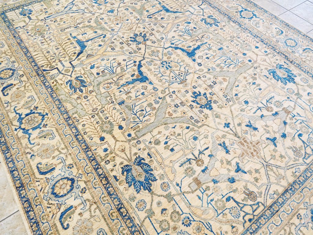 9x12 Ft Blue Ivory Bidjar Rug – Large Neutral Persian Style Area Rug