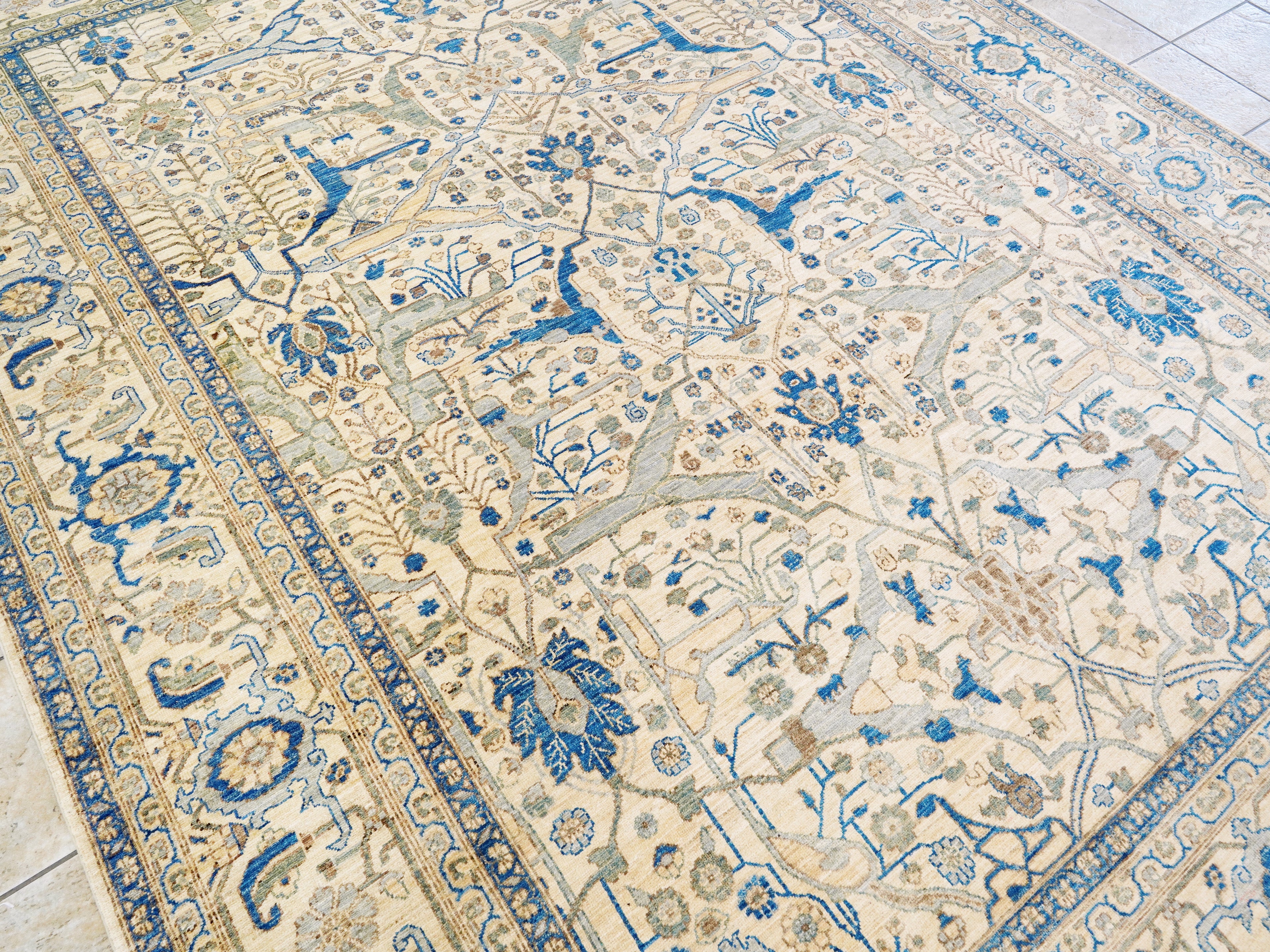 9x12 Ft Blue Ivory Bidjar Rug – Large Neutral Persian Style Area Rug