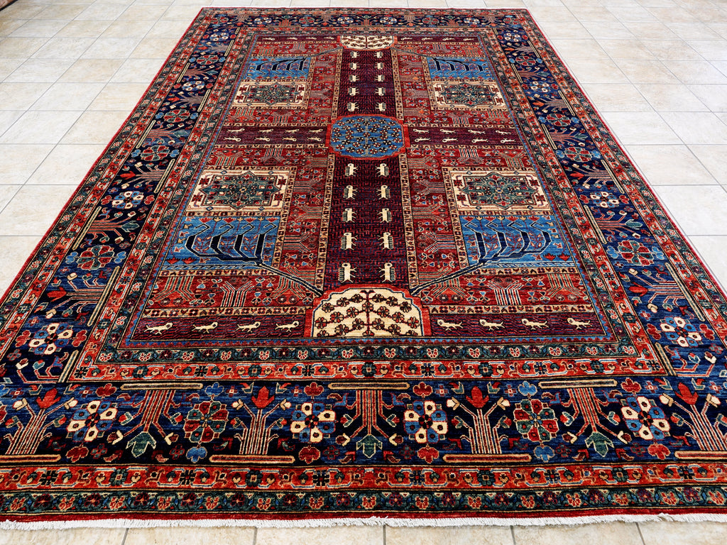 9x12 Ft Red Garden Rug - Afghan Oriental Area Rug - Floral Design